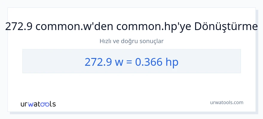 272.9 watt'den beygir gücü'e dönüşüm