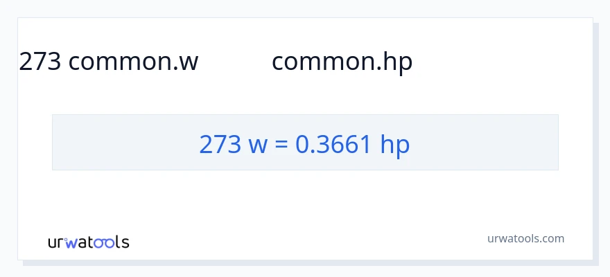 273 ವ್ಯಾಟ್ಸ್ ರಿಂದ ಅಶ್ವಶಕ್ತಿ ಪರಿವರ್ತನೆ