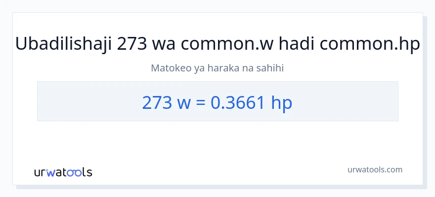 Ubadilishaji wa 273 wati hadi farasi