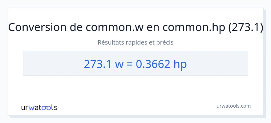 Conversion 273.1 watts vers chevaux-vapeur