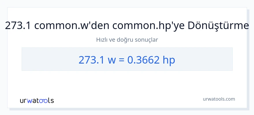 273.1 watt'den beygir gücü'e dönüşüm