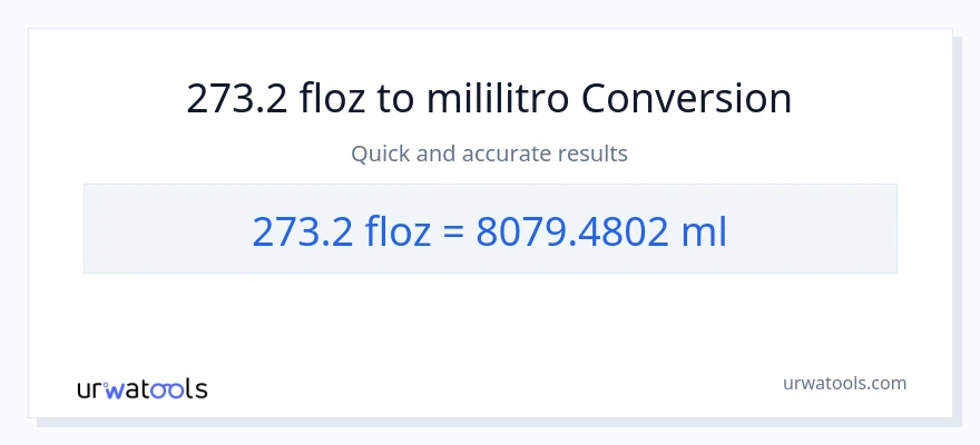 273.2 mga onsa ng likido patungong mga mililitro na conversion