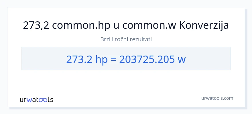 Konverzija od konjske snage do vati: 273.2