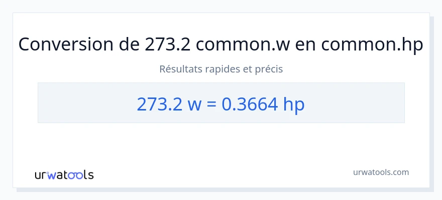 Conversion 273.2 watts vers chevaux-vapeur