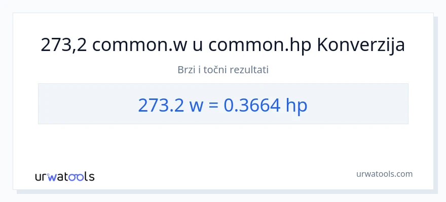 Konverzija od vati do konjske snage: 273.2