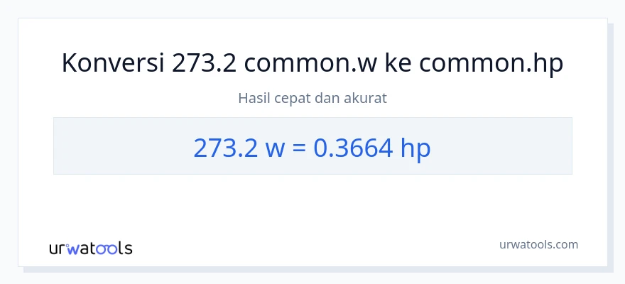 Konversi 273.2 watt ke daya kuda