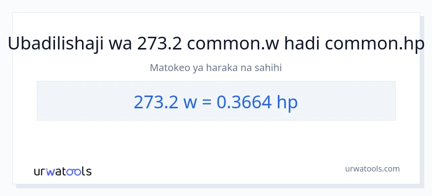 Ubadilishaji wa 273.2 wati hadi farasi