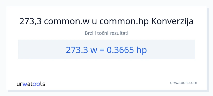 Konverzija od vati do konjske snage: 273.3