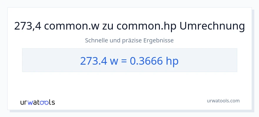 273.4 Watt zu PS Umwandlung