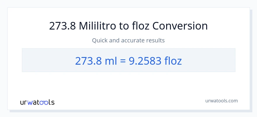 273.8 mga mililitro patungong mga onsa ng likido na conversion