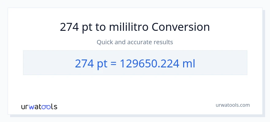 274 Pints patungong mga mililitro na conversion