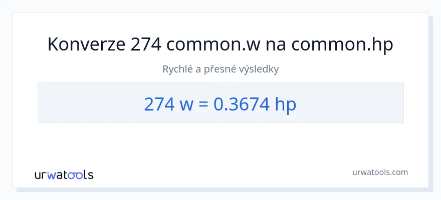Konverze z watty na koňská síla: 274