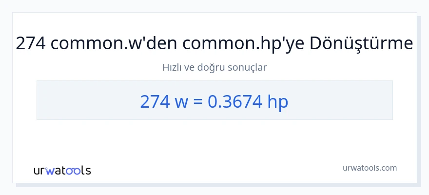 274 watt'den beygir gücü'e dönüşüm
