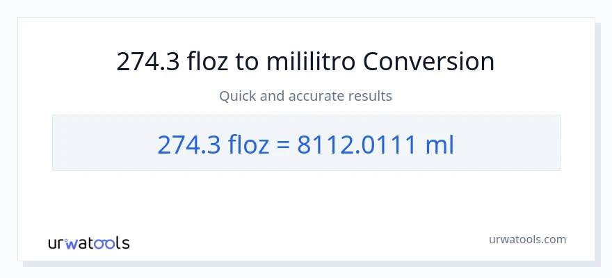 274.3 mga onsa ng likido patungong mga mililitro na conversion