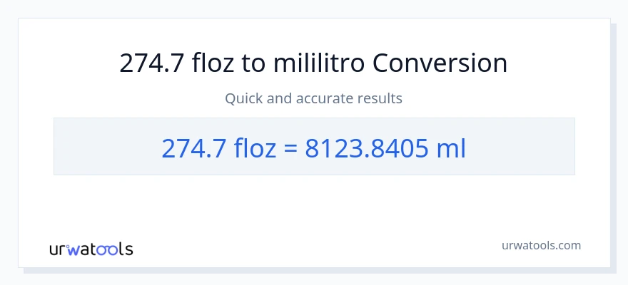 274.7 mga onsa ng likido patungong mga mililitro na conversion