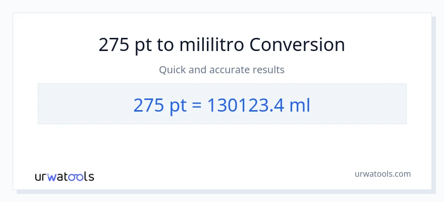 275 Pints patungong mga mililitro na conversion