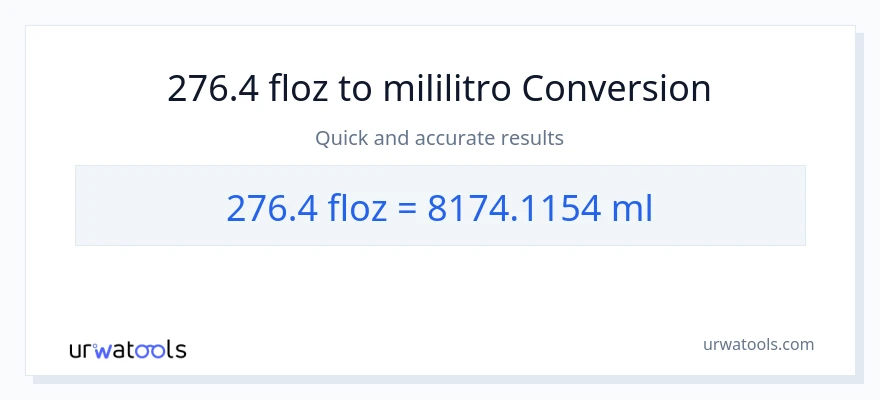 276.4 mga onsa ng likido patungong mga mililitro na conversion