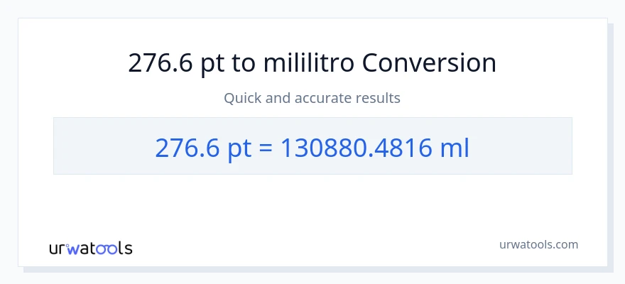276.6 Pints patungong mga mililitro na conversion