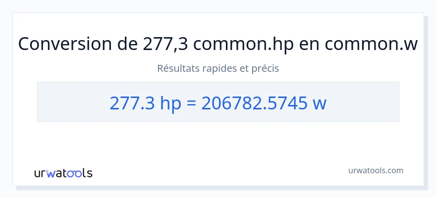 Conversion 277.3 chevaux-vapeur vers watts