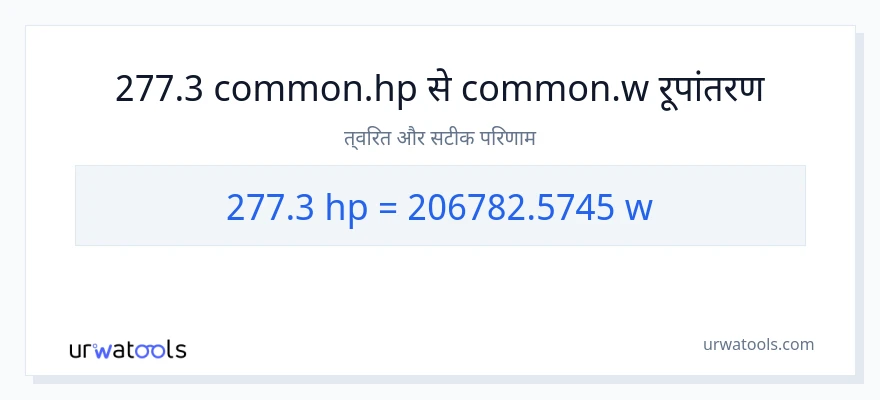 277.3 घोड़े की शक्ति से वाट रूपांतरण