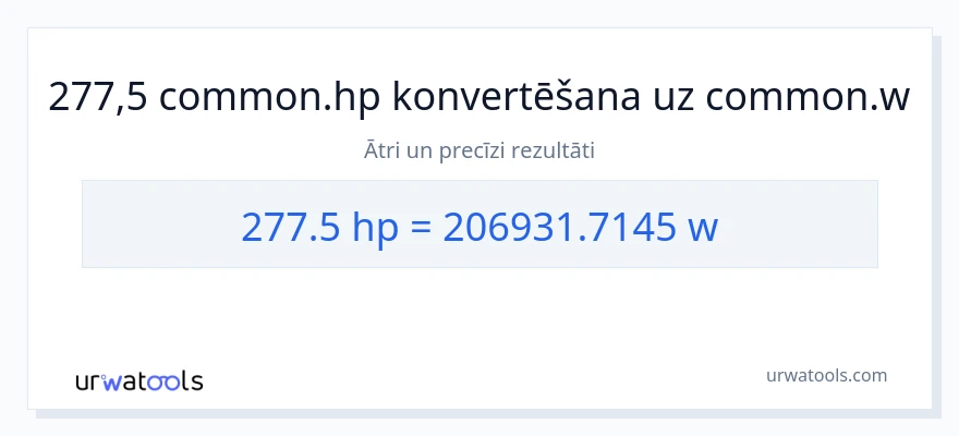 277.5 zirgspēki uz vati konversiju