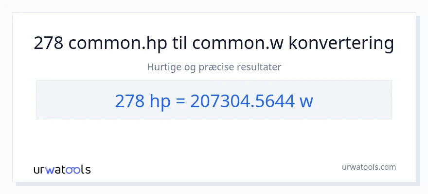 278 hestekræfter til watt konvertering