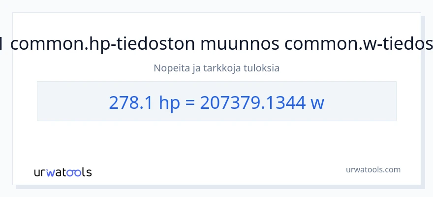 278.1 hevosvoimaa - wattia muunnos
