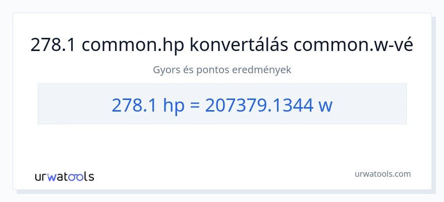 278.1 lóerő - watt konverzió