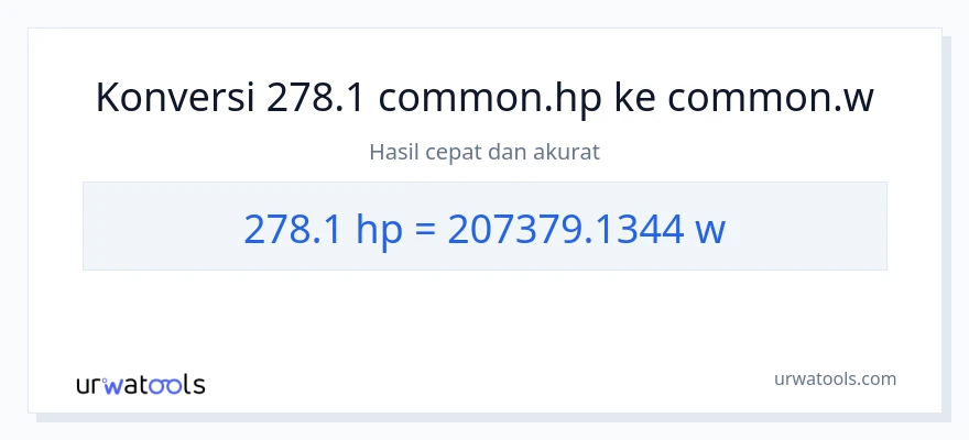 Konversi 278.1 daya kuda ke watt