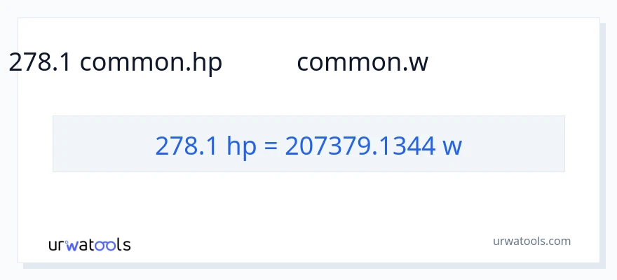 278.1 ಅಶ್ವಶಕ್ತಿ ರಿಂದ ವ್ಯಾಟ್ಸ್ ಪರಿವರ್ತನೆ
