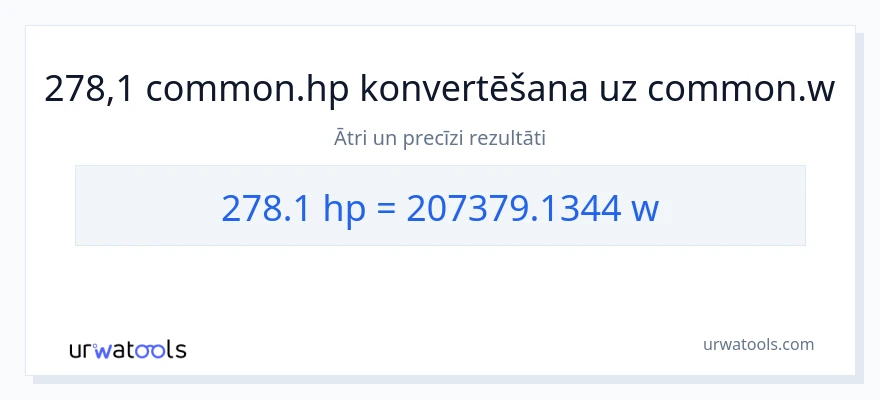 278.1 zirgspēki uz vati konversiju