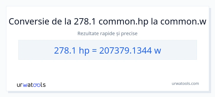 Conversie 278.1 cai putere la wați