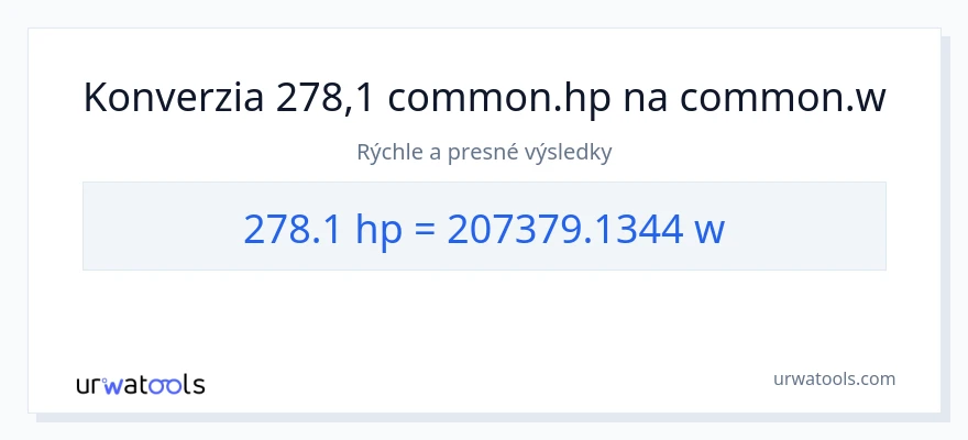 Konverzia z konská sila na watty: 278.1
