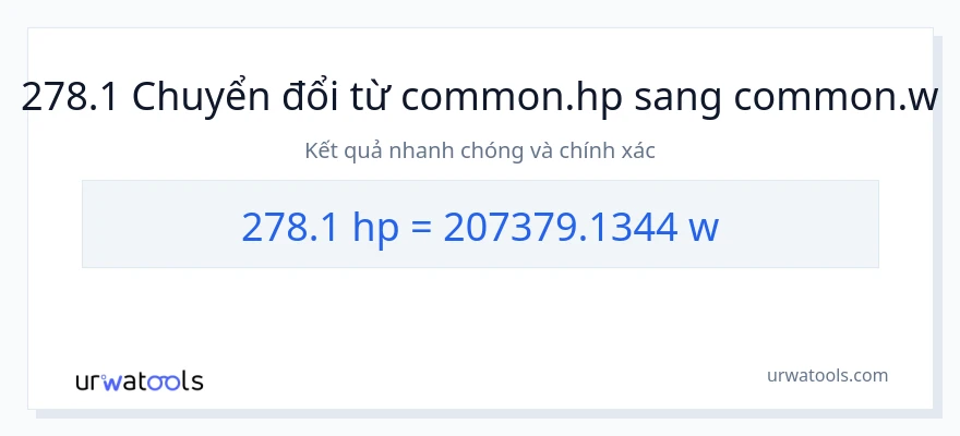 Chuyển đổi 278.1 mã lực sang watt