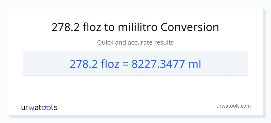 278.2 mga onsa ng likido patungong mga mililitro na conversion