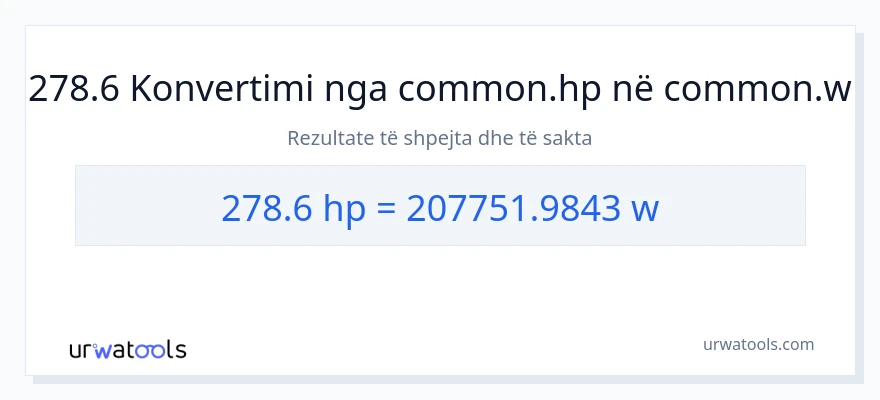 Konvertimi 278.6 kuajfuqi në vat