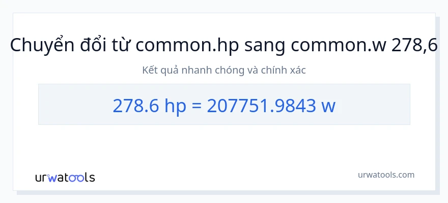 Chuyển đổi 278.6 mã lực sang watt
