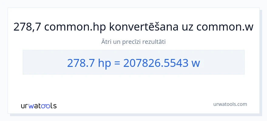 278.7 zirgspēki uz vati konversiju