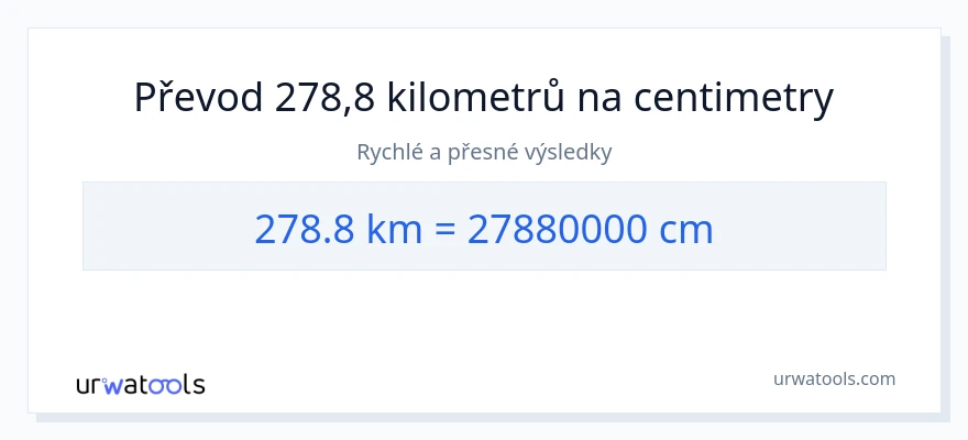 Konverze z kilometry na Centimetry: 278.8