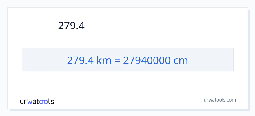 279.4 キロメートル から センチメートル への変換