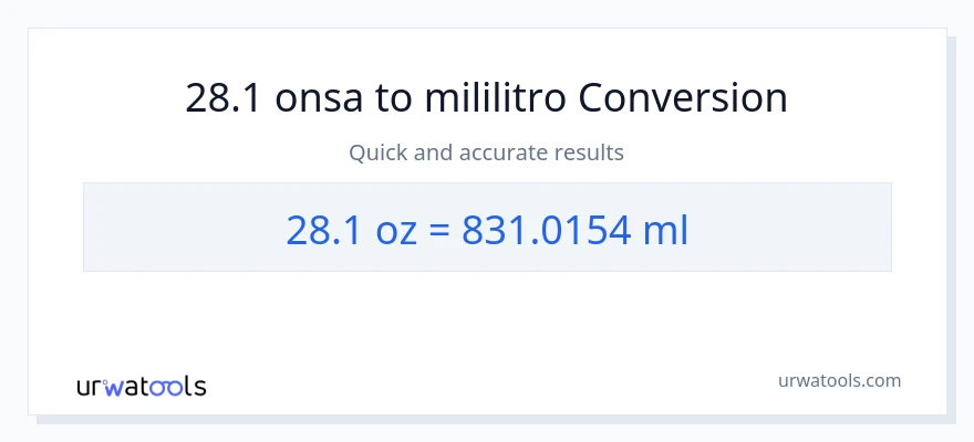 28.1 Mga onsa patungong mga mililitro na conversion
