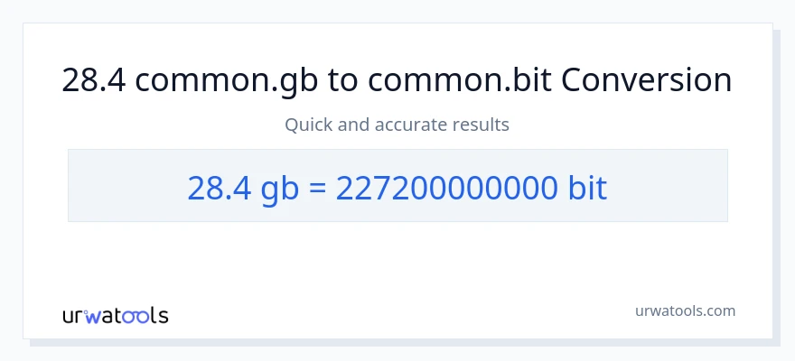 28.4 Gigabytes patungong Bits na conversion