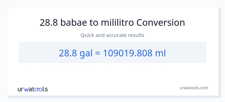 28.8 Mga galon patungong mga mililitro na conversion
