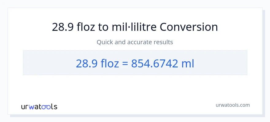 Conversió de 28.9 unces fluides a mil·lilitres