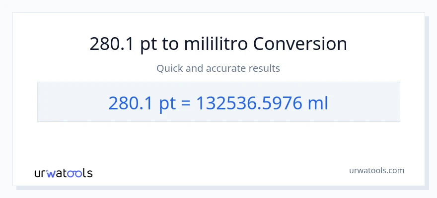 280.1 Pints patungong mga mililitro na conversion