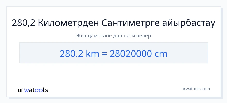 280.2 километрлер-ден Сантиметр-ке конверсия