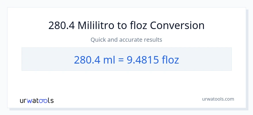 280.4 mga mililitro patungong mga onsa ng likido na conversion