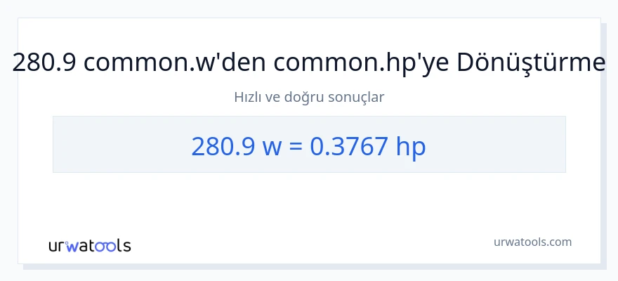 280.9 watt'den beygir gücü'e dönüşüm