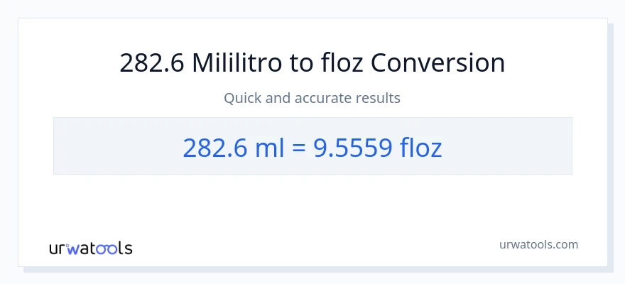 282.6 mga mililitro patungong mga onsa ng likido na conversion