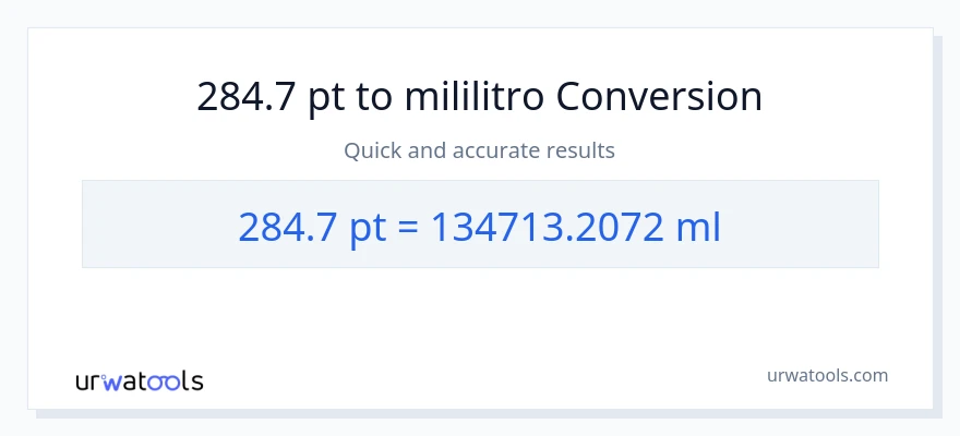 284.7 Pints patungong mga mililitro na conversion